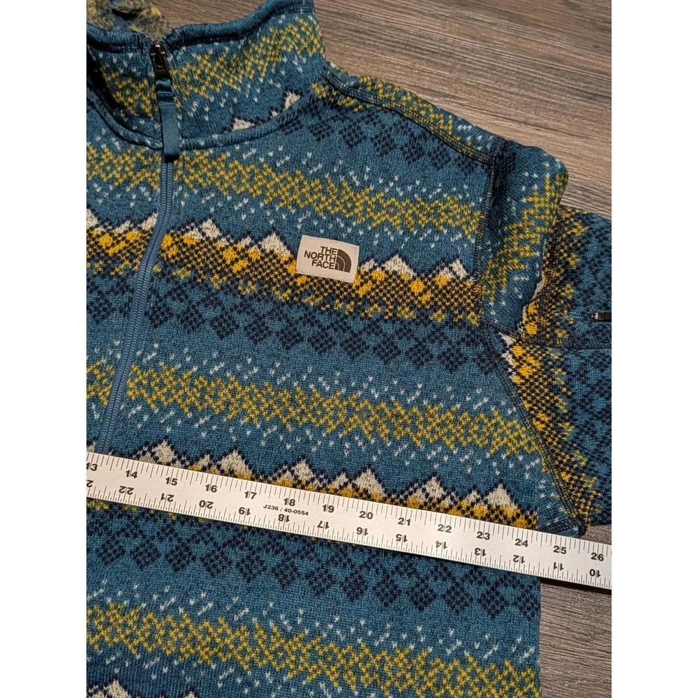 The North Face Gordon Lyons XXL 1/4 Zip Fleece Pullover Blue Fair Isle Geometric